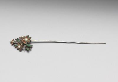 图片[2]-Silver hairpins with inlaid floral decoration of European glass, Daoguang reign (1821-1850), Qing dynasty-China Archive